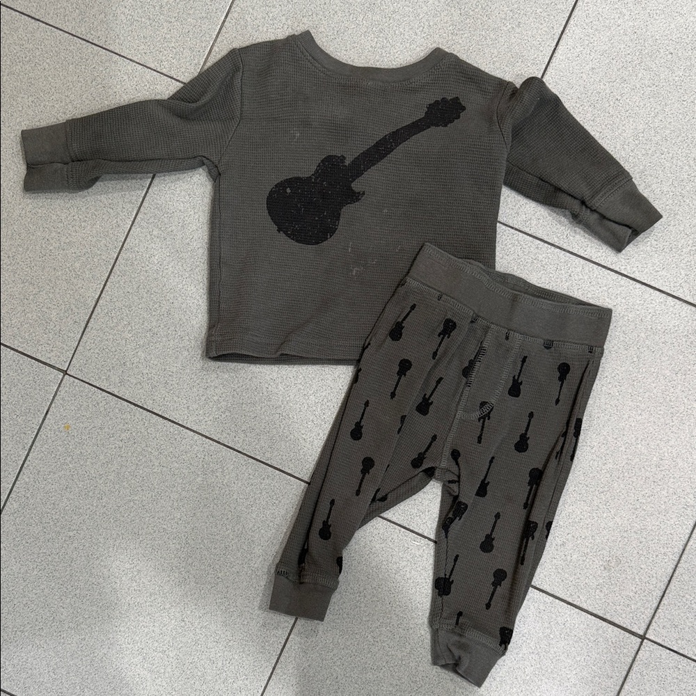 Little Mish Guitar Print Baby Outfit